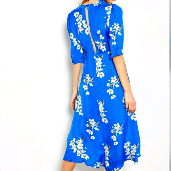 Topshop Women’s Blue Floral Print Midi Dress - Picture 4 of 9